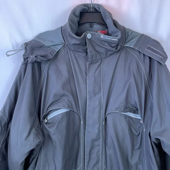 American Eagle Men's Gray Hooded Ski Jacket w/Lots of Zipper Pockets - Size XL